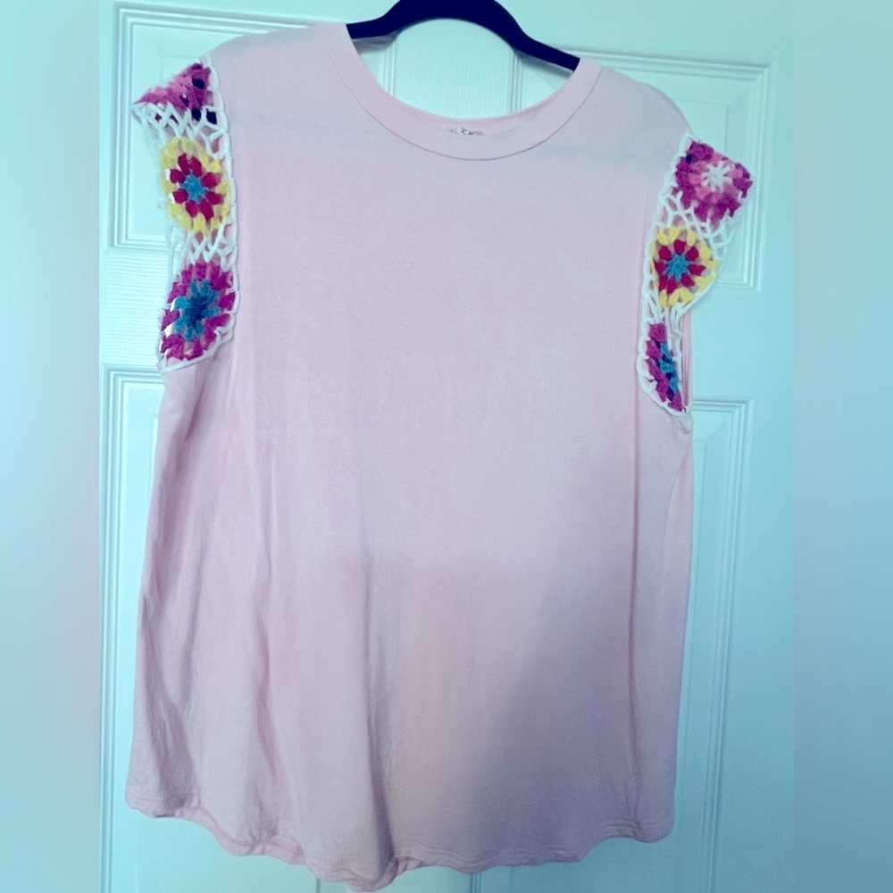 Pink Sleeveless Top with Crochet